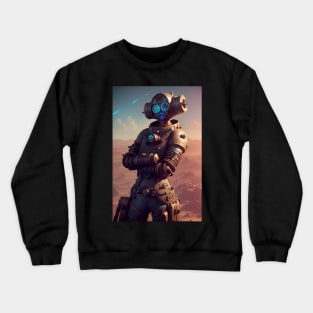 Cybernetic steampunk robot posing Crewneck Sweatshirt